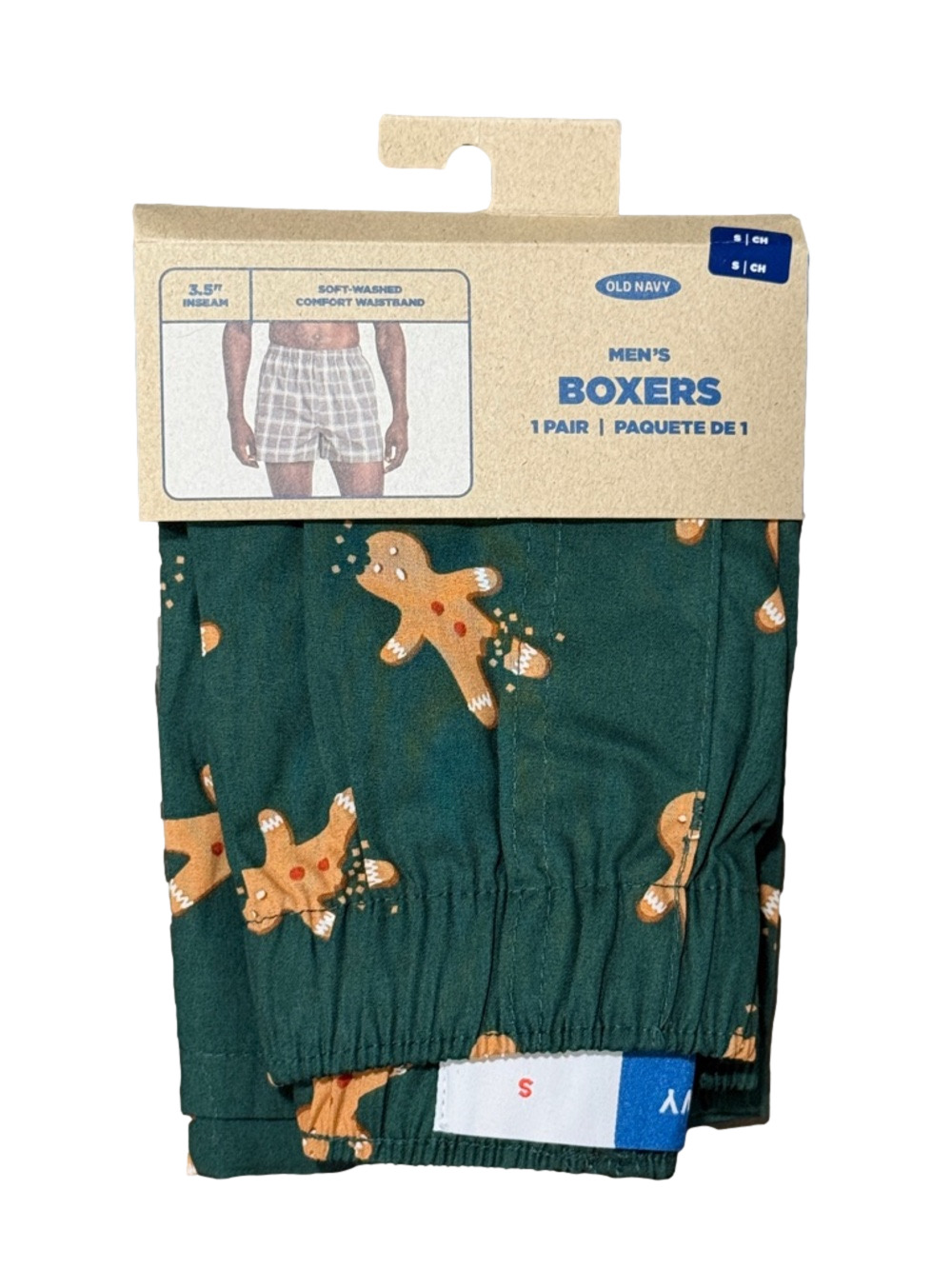 Mens Gingerbread Men Boxer Shorts - Size Small - Old Navy - NWT